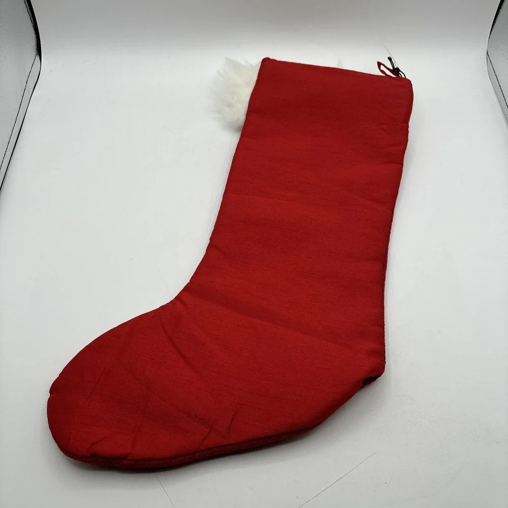 Pier 1 Christmas Stockings BNWT Red White Fleece Embroidered Dogs Set of 4
